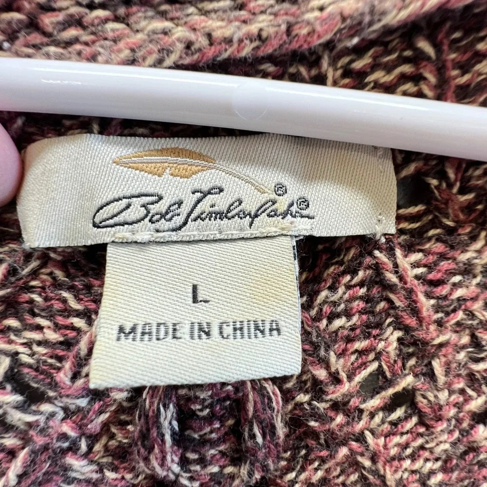 Bob Timberlake Large Maroon‎ Marled Knit Cardigan Button Cottagecore Boho Rustic